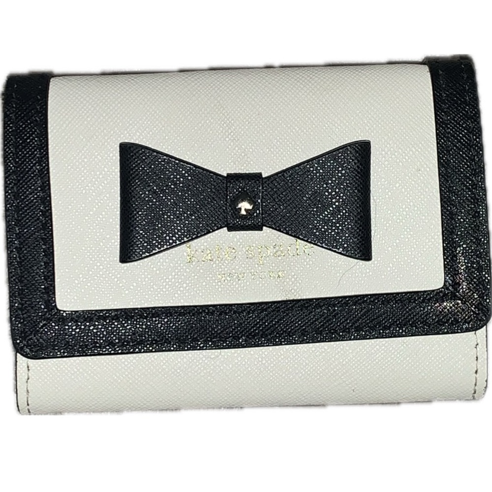 Kate Spade Bi-Fold Wallet, Black and White Wallet with Bow